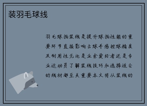 装羽毛球线